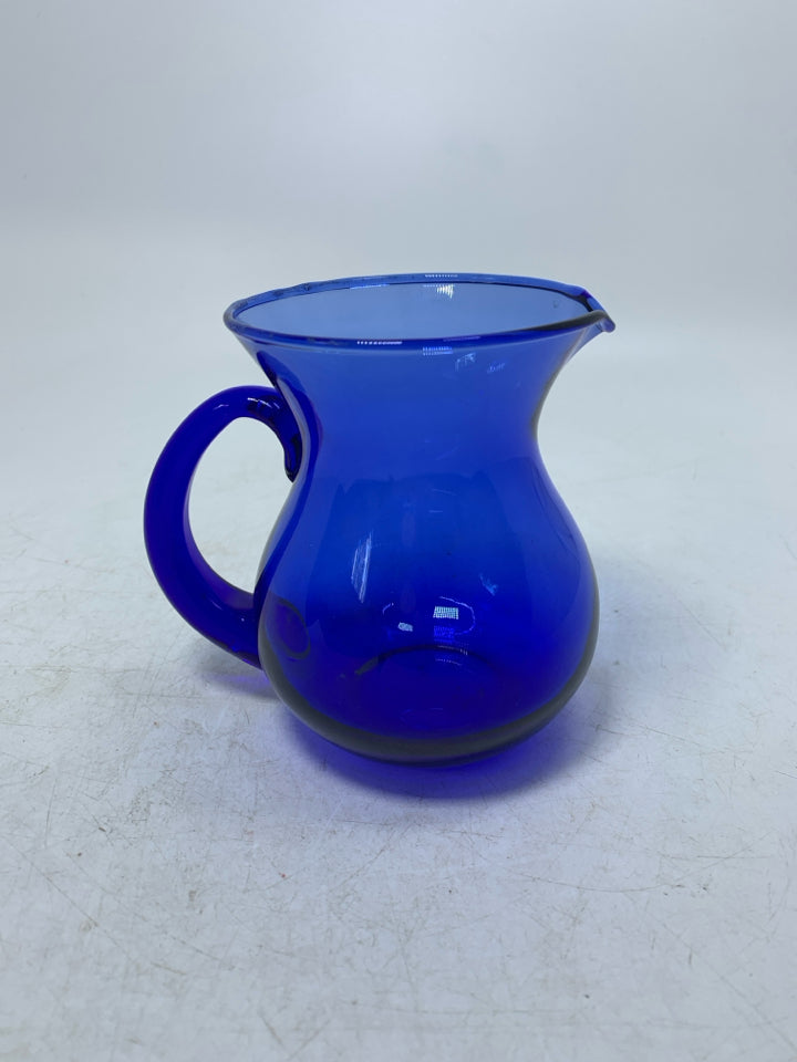 COBALT BLUE GLASS PITCHER.