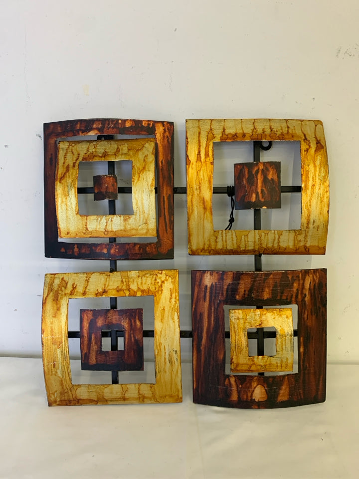 ABSTRACT BROWN SQUARE PATTERN WALL HANGING.