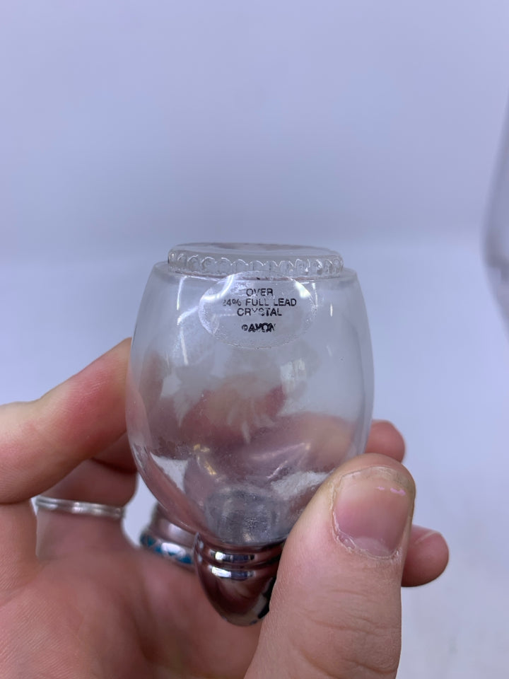 GLASS W/ FROSTED HUMMING BIRDS.