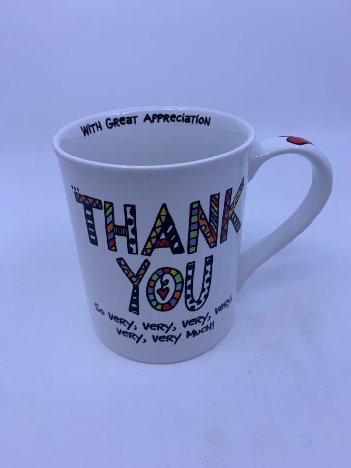 WHITE THANK YOU MUG.