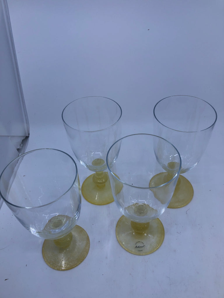 4 YELLOW FOOTED GOBLETS.