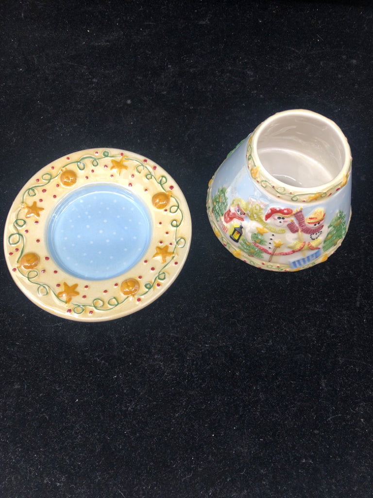 2PC SNOWMAN CANDLE SHADE W PLATE.