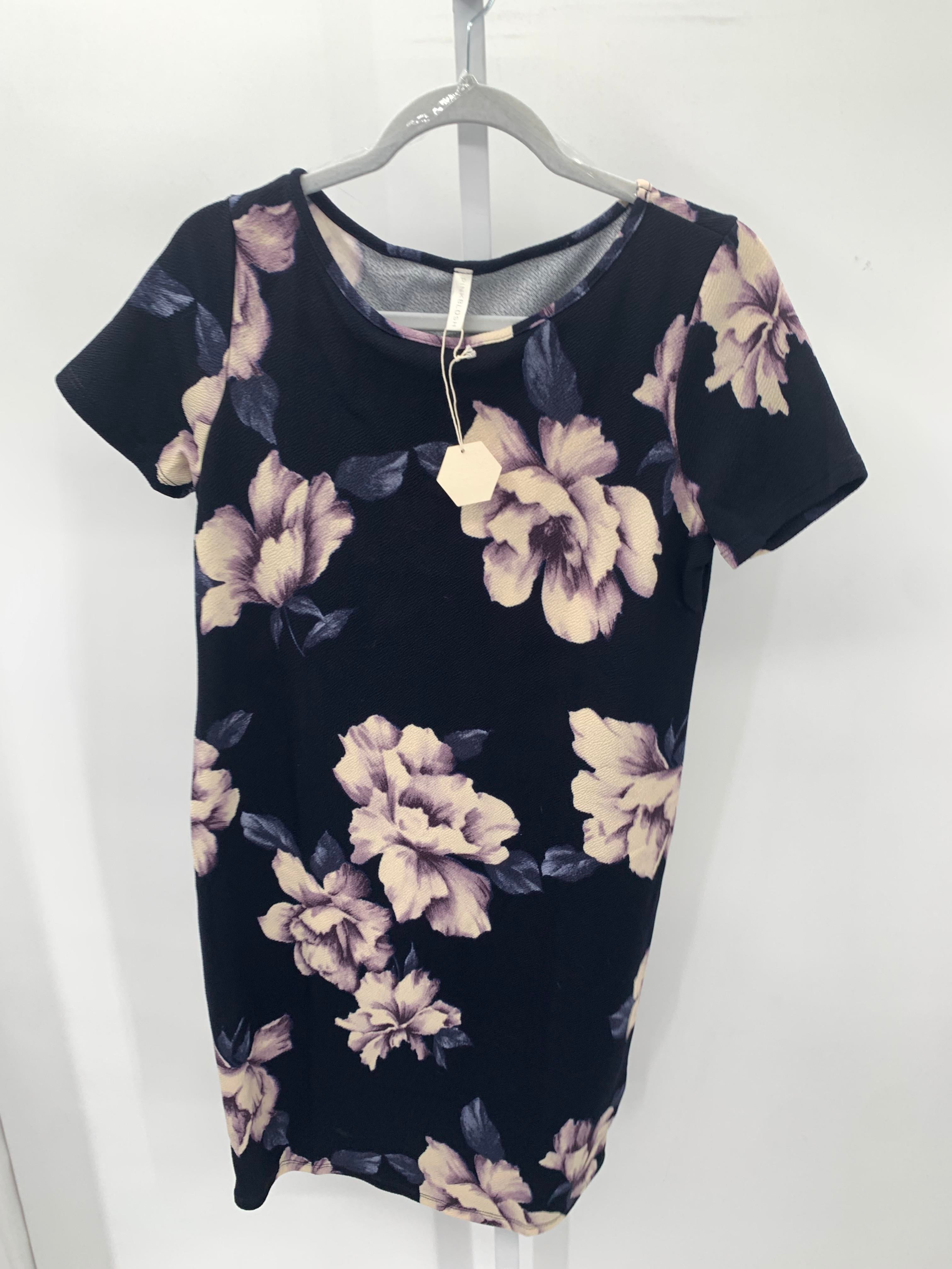 Pink Blush Navy Size Large Maternity Short Sleeve Dress