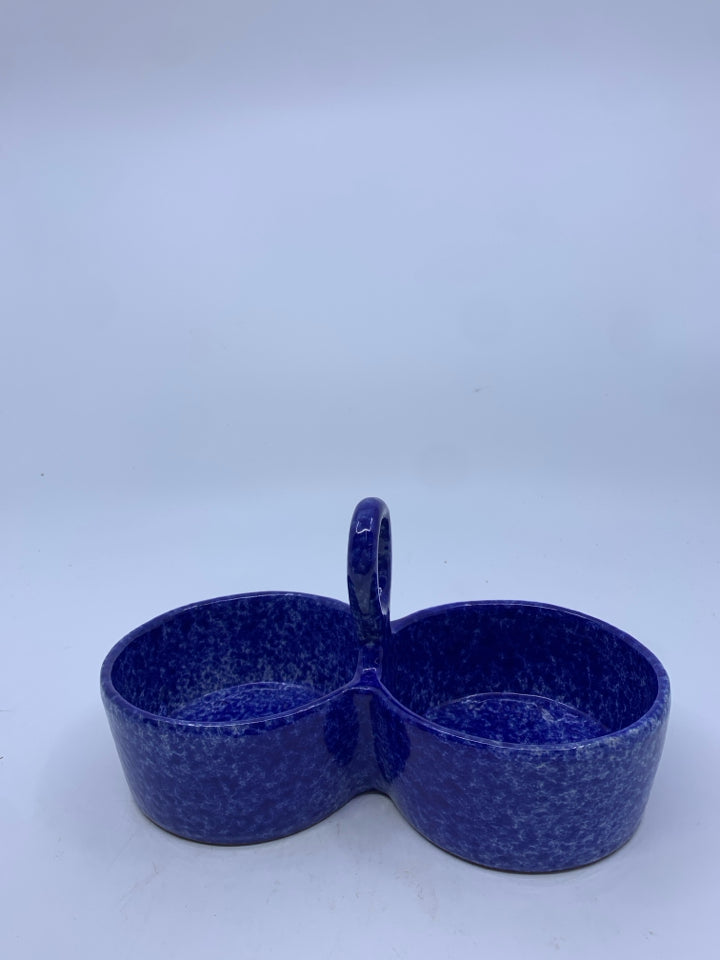 2 BOWL DARK BLUE SPONGE DESIGN SERVER W/ HANDLE.