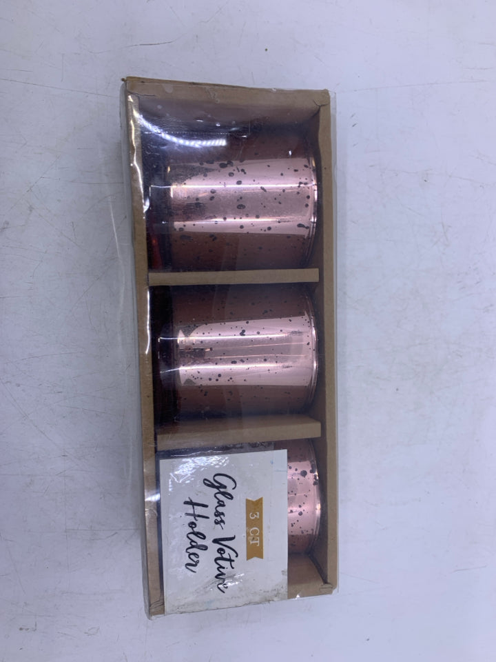 NIP 3 PINK MERCURY TEA LIGHT HOLDERS.