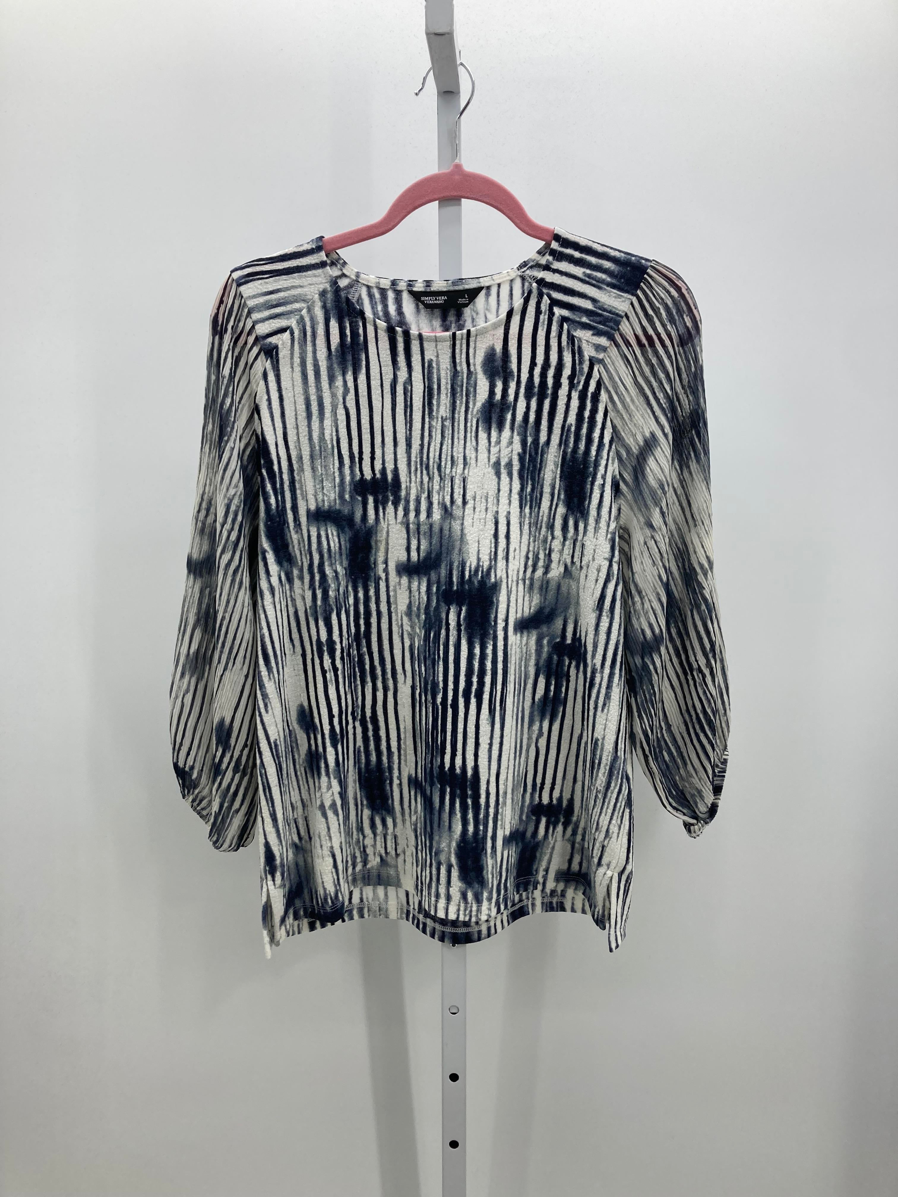 Vera Wang Size Large Misses 3/4 Sleeve Shirt