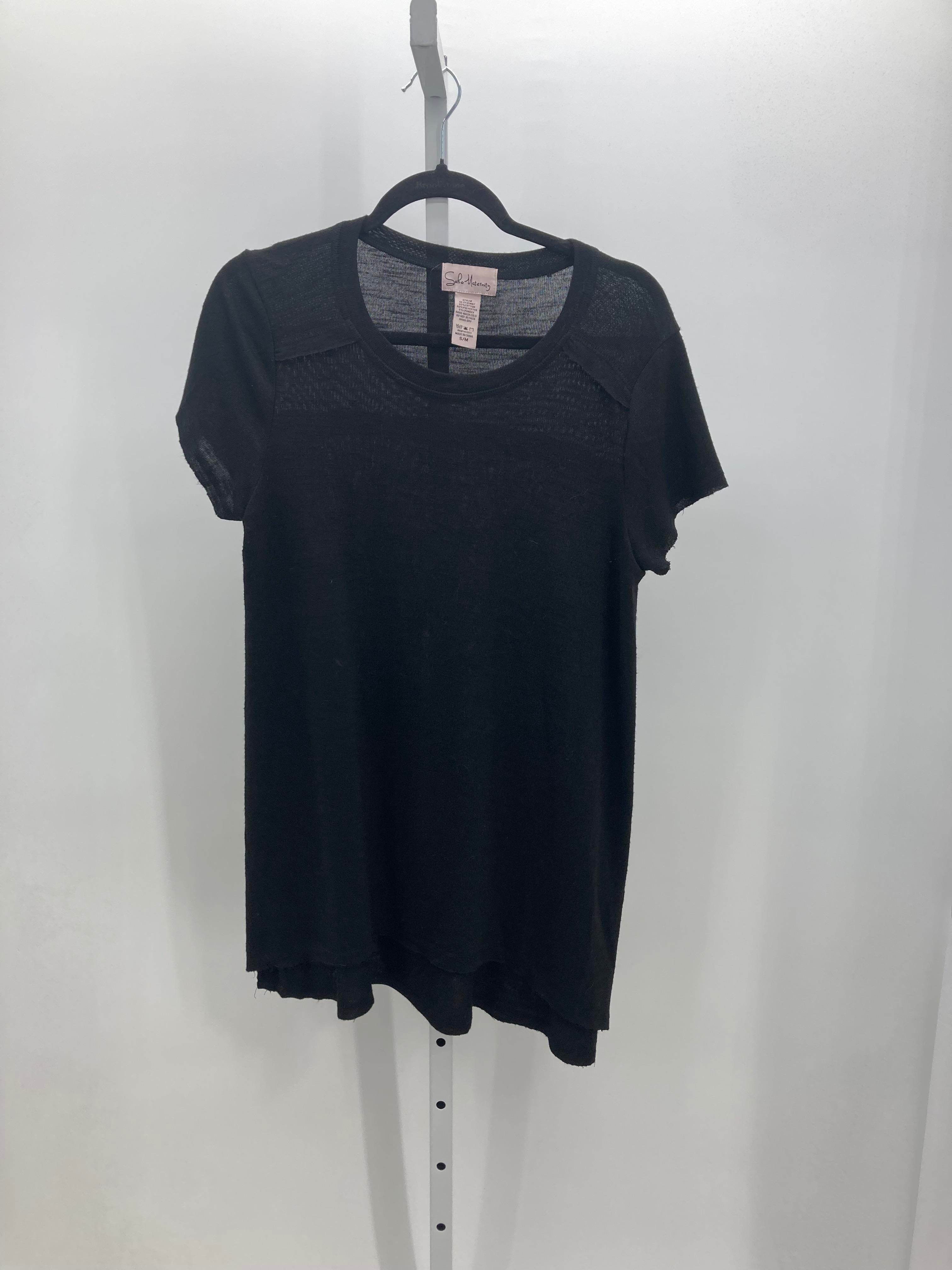 Soho Black Size Small Maternity Short Sleeve Shirt