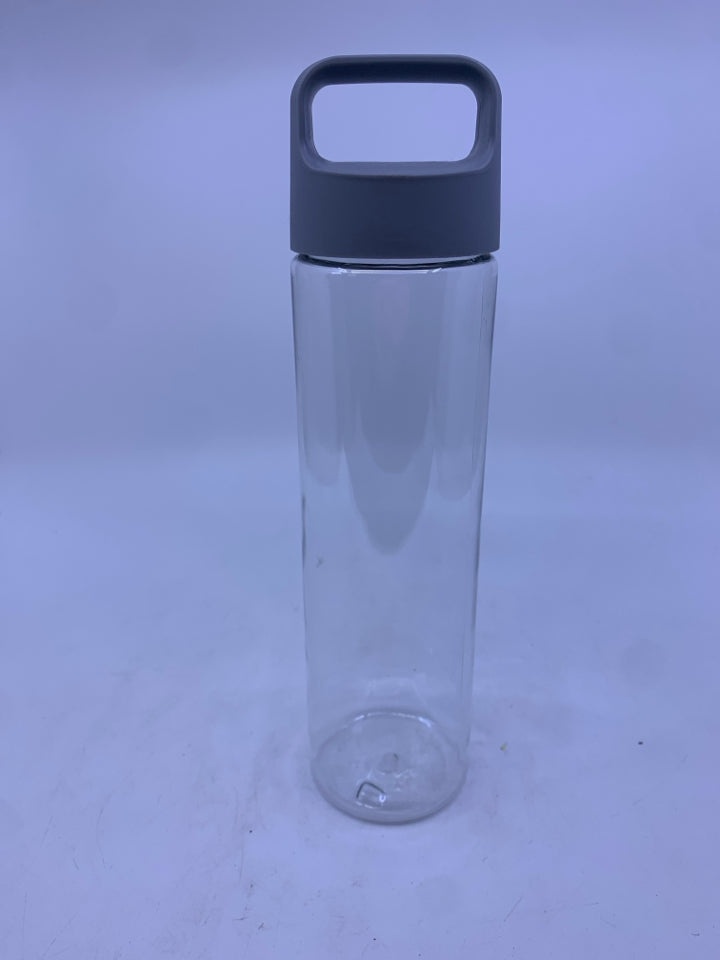 NEW CLEAR WATER BOTTLE W GREY TOP.