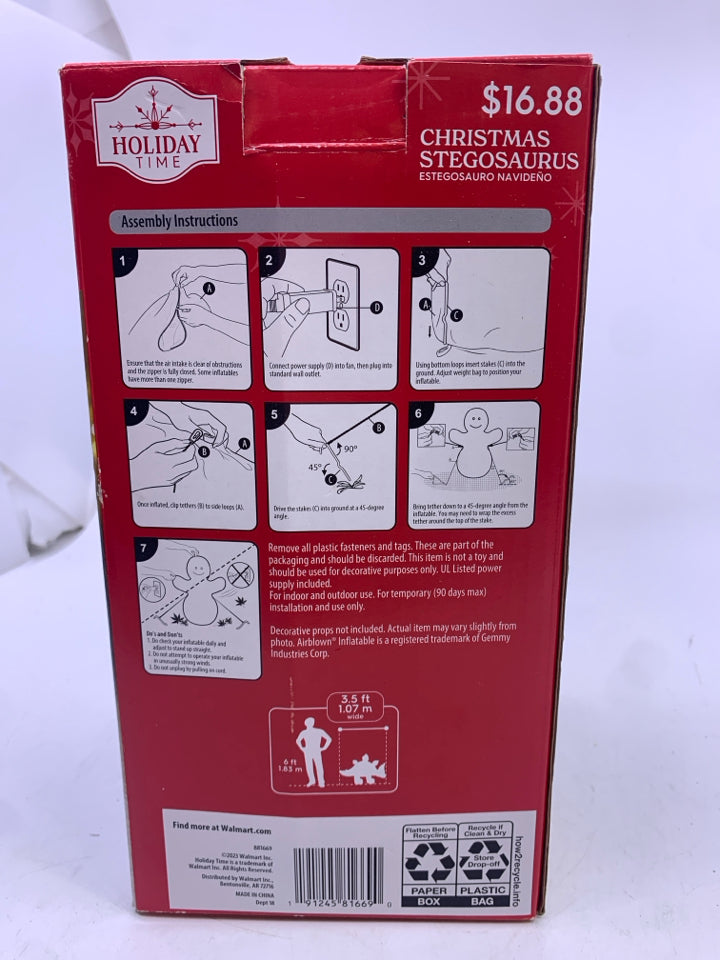 NIB CHRISTMAS STEGOSAURUS INFLATABLE.