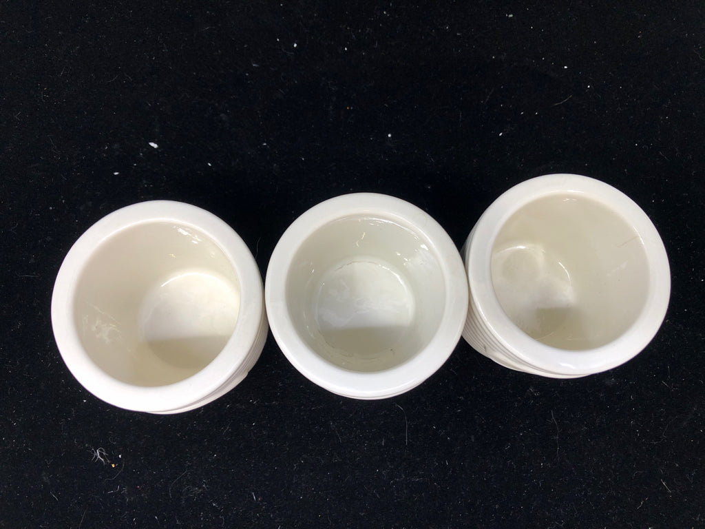 3 WHITE RIBBED LIVE LAUGH LOVE VOTIVE.