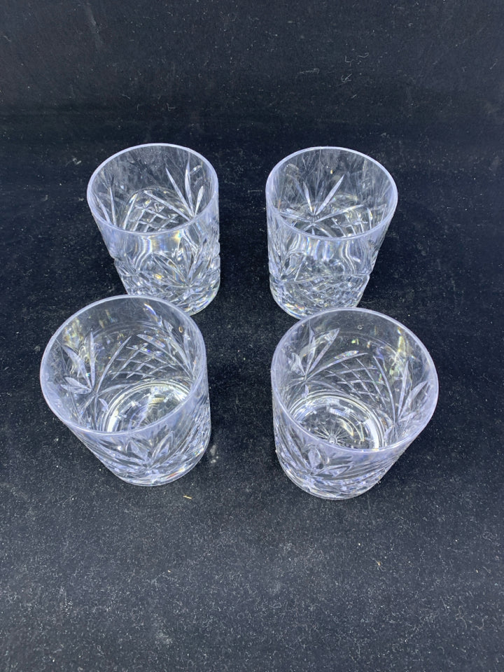 4 SHORT MELAMINE DRINKING GLASSES.