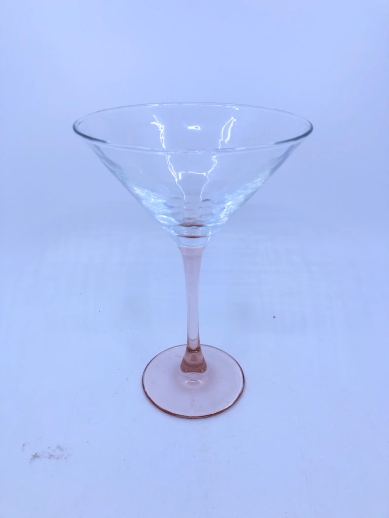 6 TINTED PINK MARTINI GLASSES.