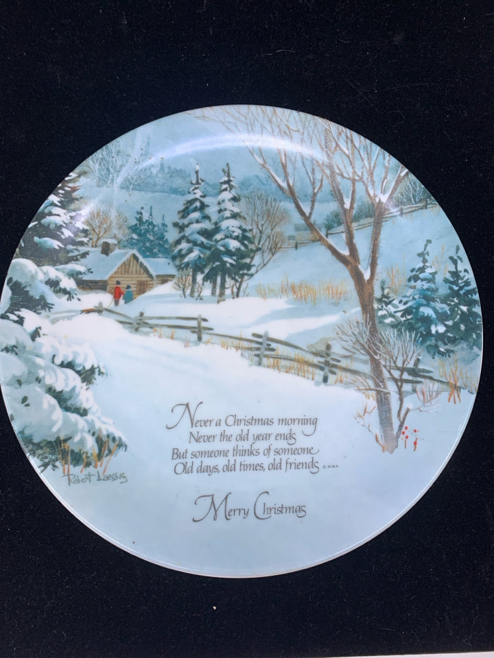 NEVER A CHRISTMAS WINTER SCENE DECOR PLATE.