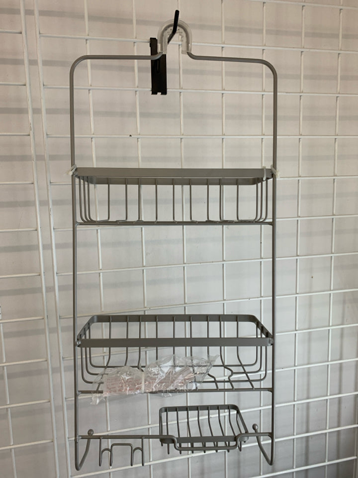 SILVER METAL SHOWER CADDY.