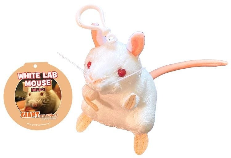 NEW GIANT Microbes White Lab Mouse Keychain