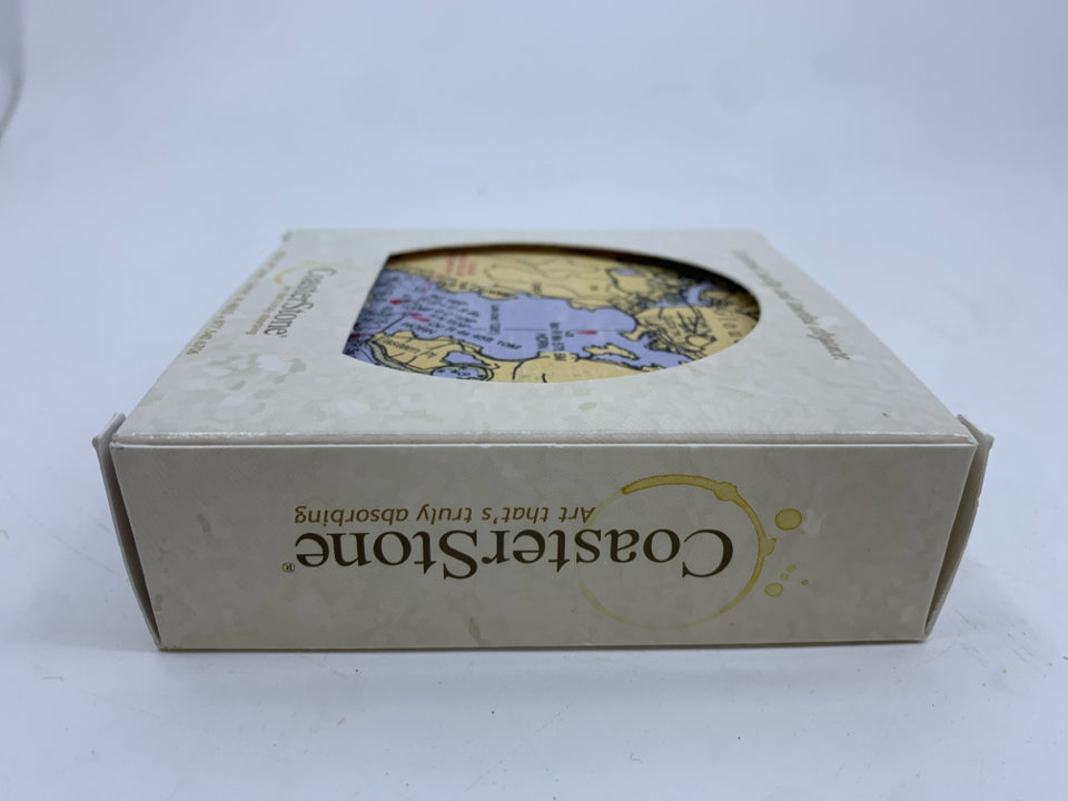 4 NIB WORLD MAP COASTERSTONES.