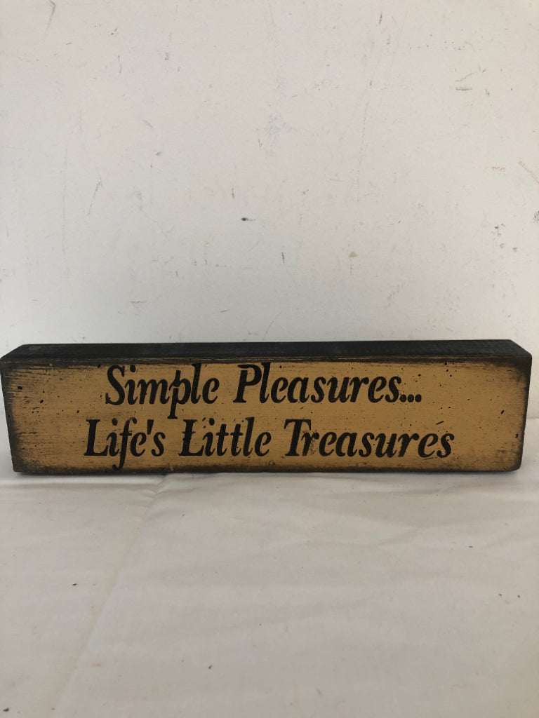 SIMPLE PLEASURES LIFES LITTLE TREASURES WOOD SIGN.