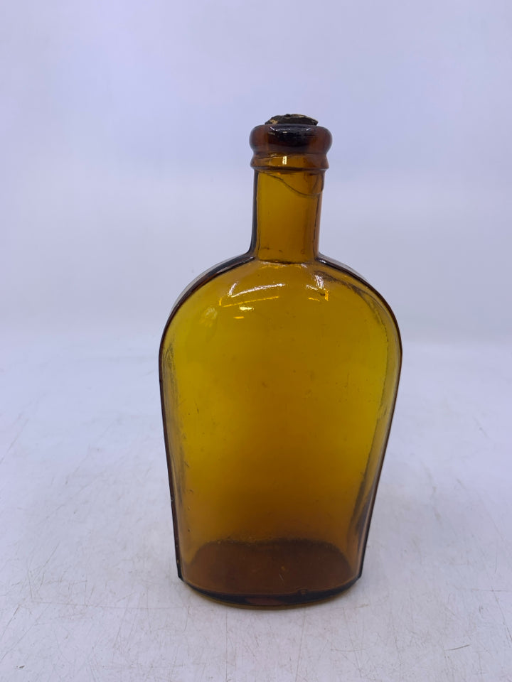 VTG BROWN GLASS EMPTY BOTTLE.