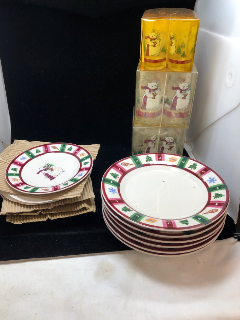 37PC SNOWMAN PFALTZGRAFF DISH SET SRV FOR 6.