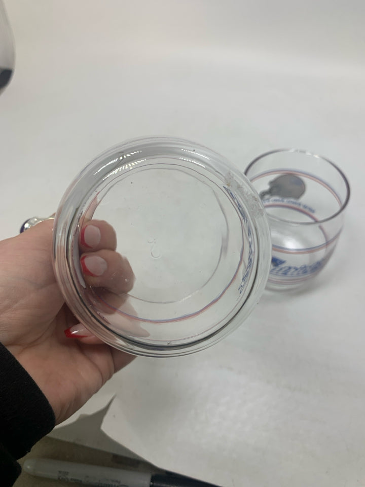 2 PATRIOTS STEMLESS GLASSES.