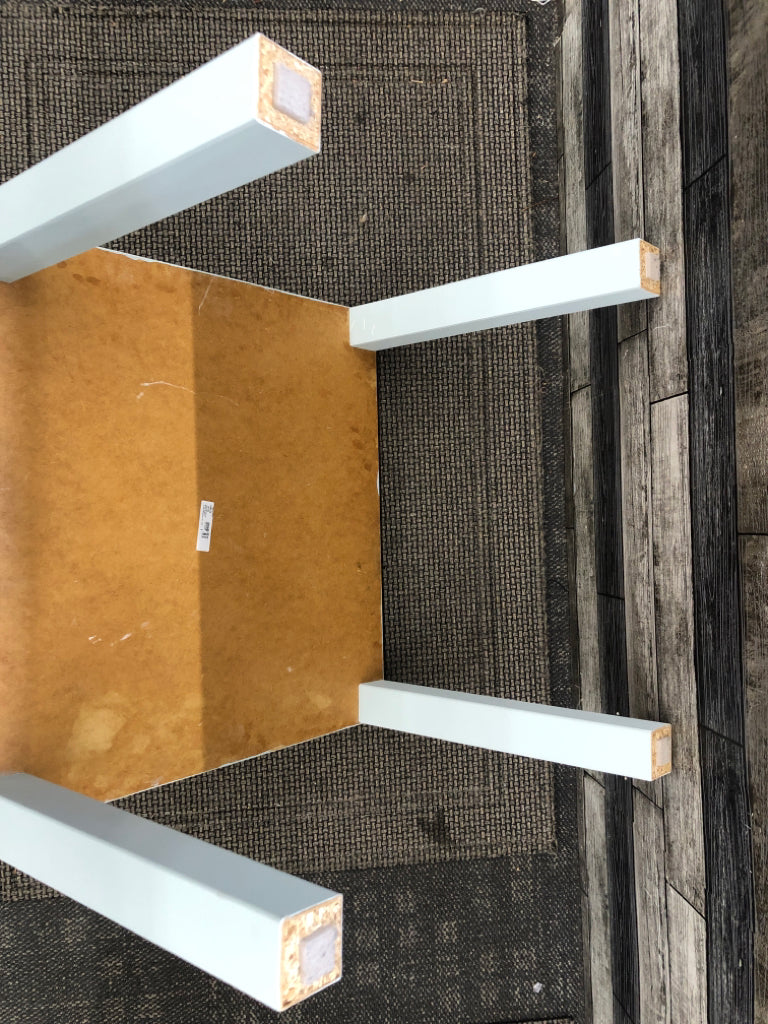 LIGHT BLUE PAINTED END TABLE.