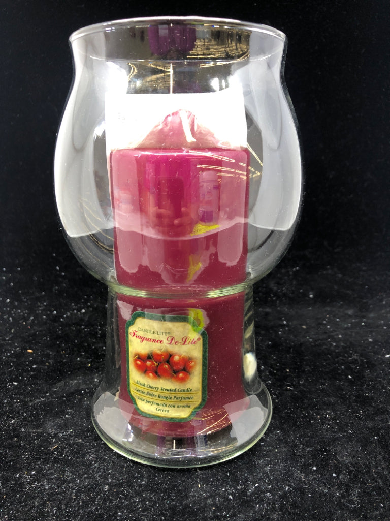 HURRICANE STYLE GLASS CANDLE HOLDER + PILLAR.