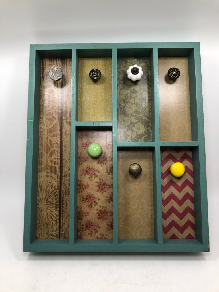 BOHO STYLE WOOD AND KNOB JEWELRY ORGANIZER.
