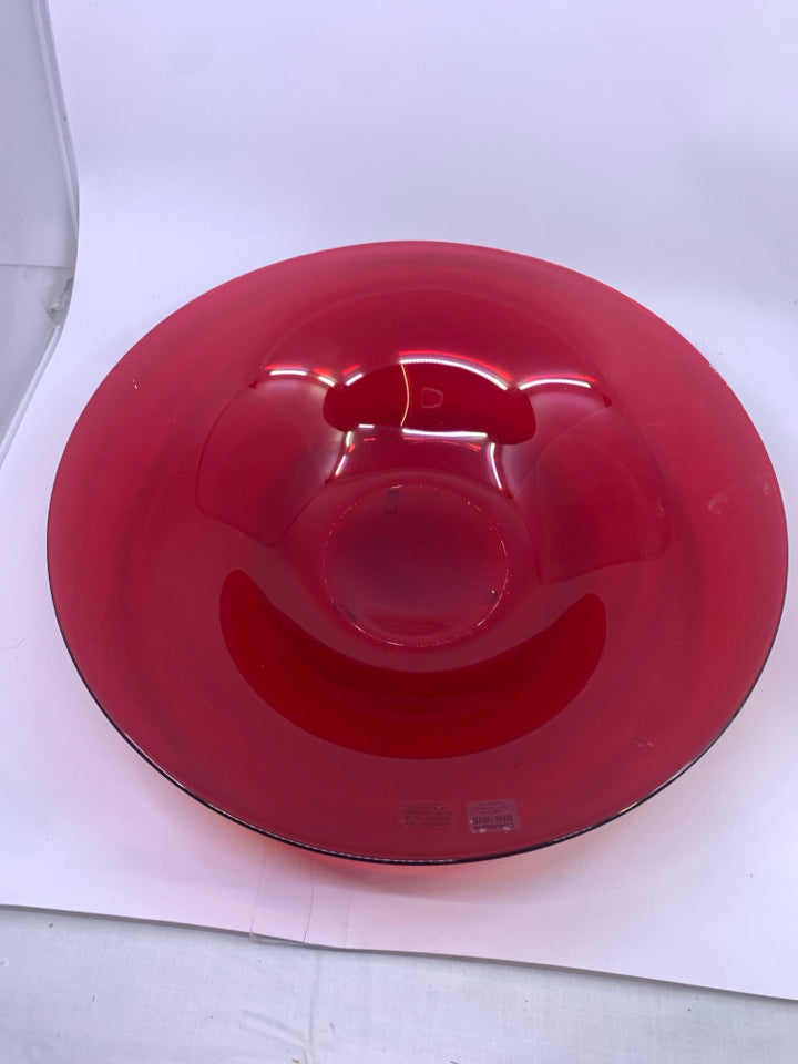 LARGE RED CENTERPIECE BOWL.
