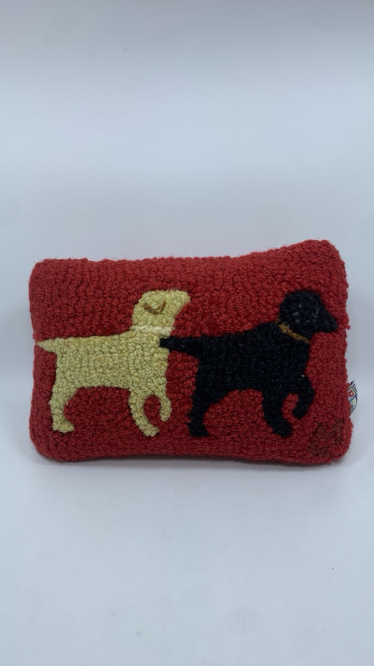 "LAB BUDDIES" HOOKED WOOL PILLOW.