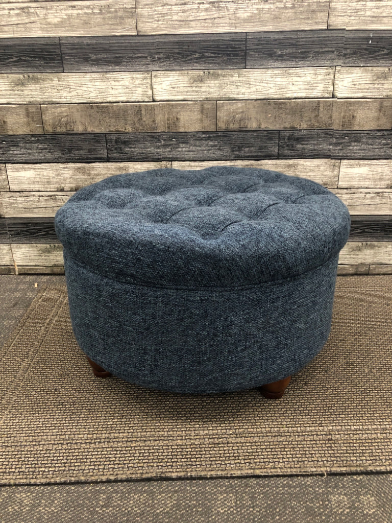 BLUE CLOTH STORAGE OTTOMAN.