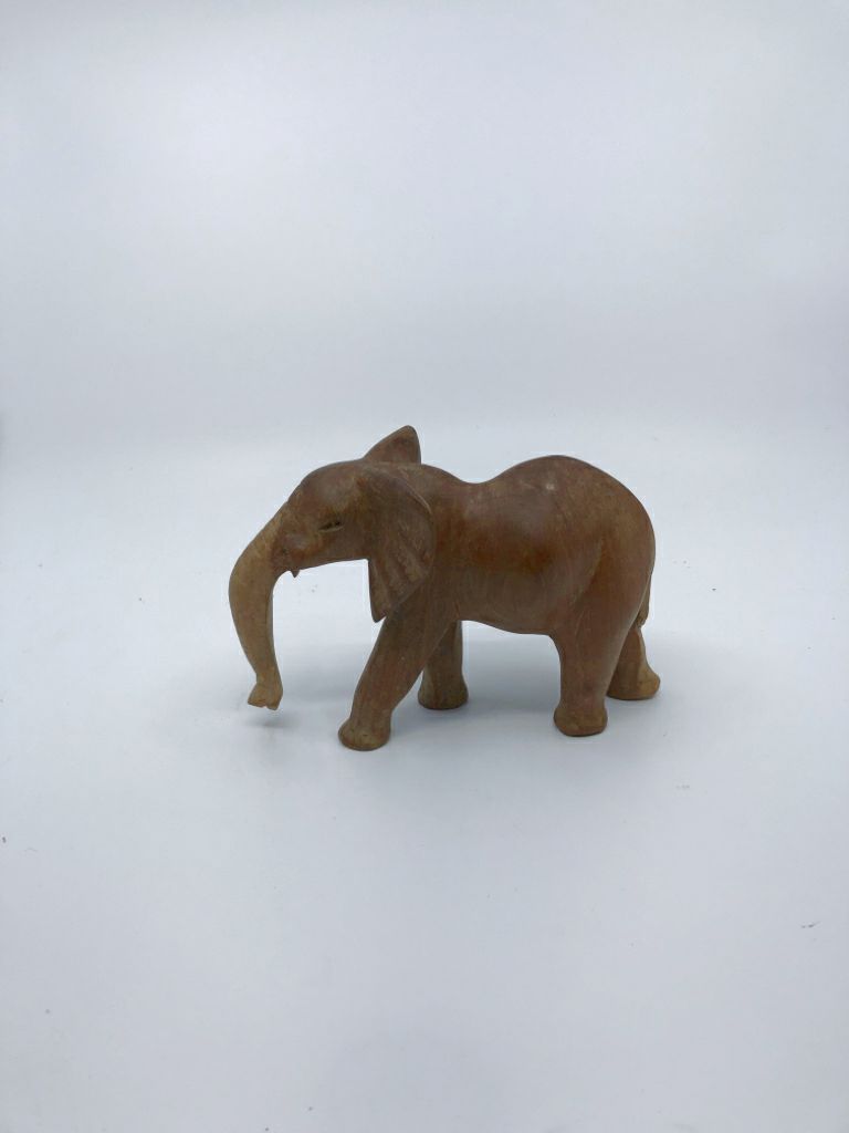 WOOD CARVED STANDING ELEPHANT.