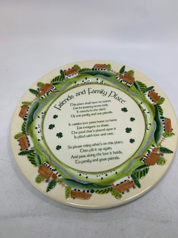 FRIENDS/FAMILY PLATE IRISH THEMED.