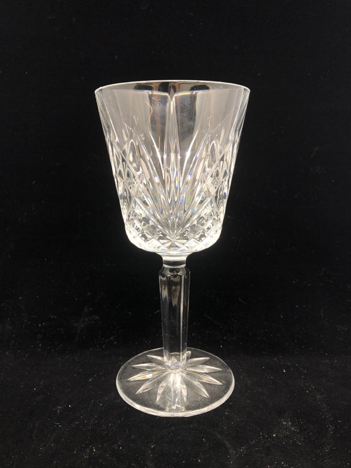 6 CUT CRYSTAL WINE GLASS W/ PRISM STEMS.