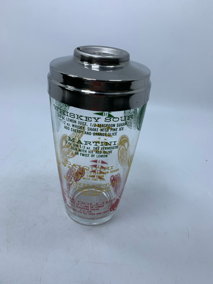 VTG MR BARTENDER FRUIT DETAILED DRINK MIXER W/ RECIPES.