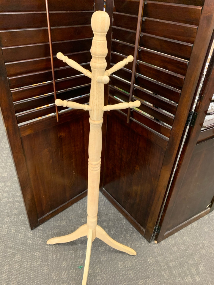 BLONDE WOOD KIDS COAT RACK.