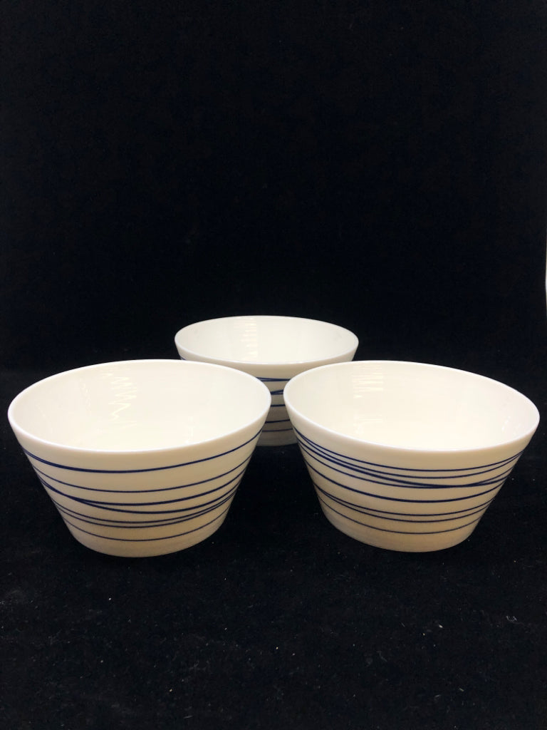 3 ROYAL DOULTON BLUE STRIPE CERAMIC BOWL.