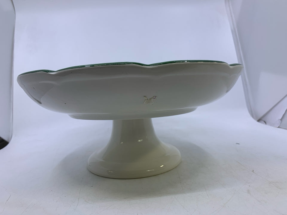 FOOTED CERAMIC BOWL W/ PRINTED PEACHES.