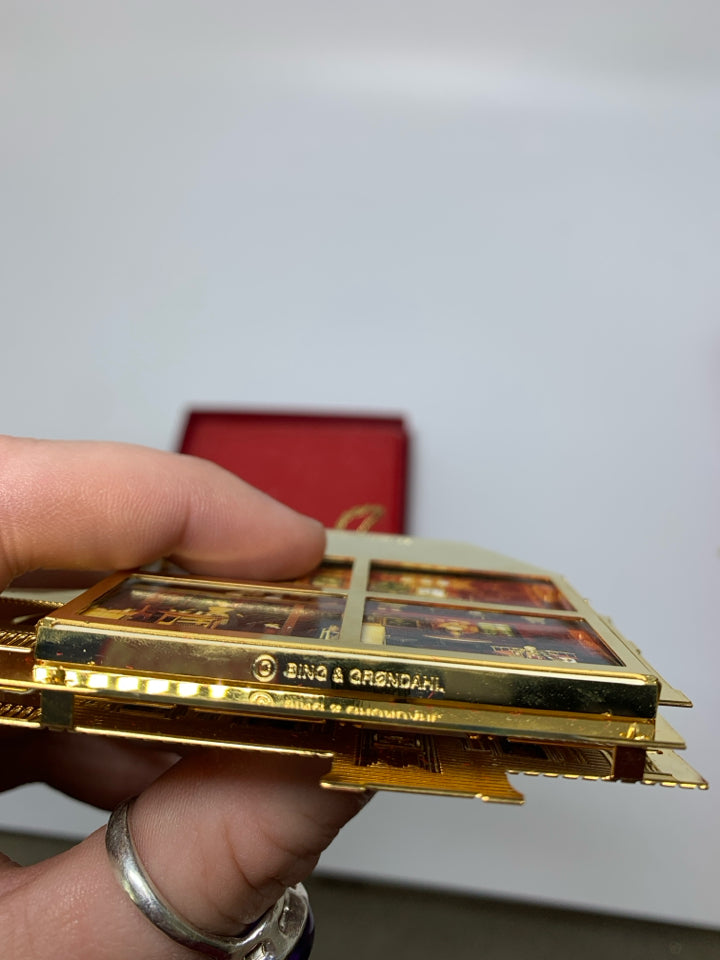 IN BOX WAMPUM COTTAGE BRASS HOUSE ORNAMENT BING & GRONDAHL.