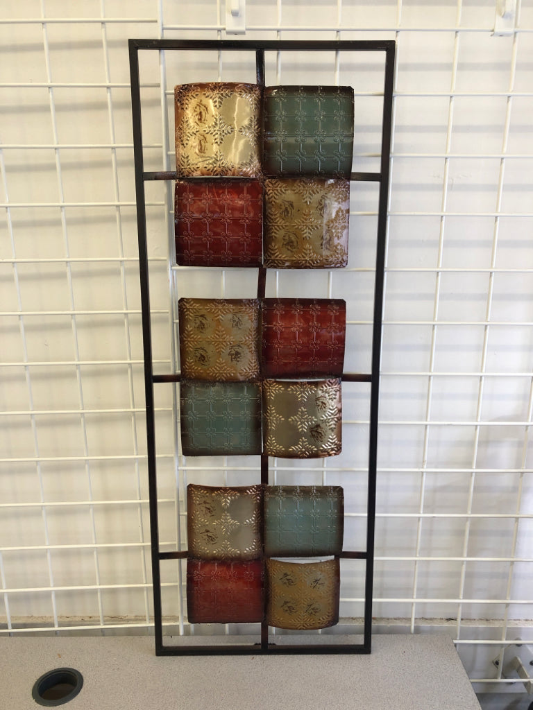 METAL SQUARE COLORFUL PATTERN WALL ART.