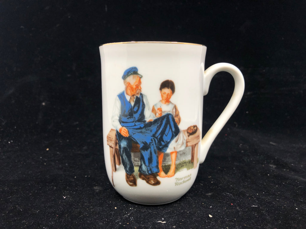 NORMAN ROCKWELL MAN SITTING W LITTLE GIRL MUG.