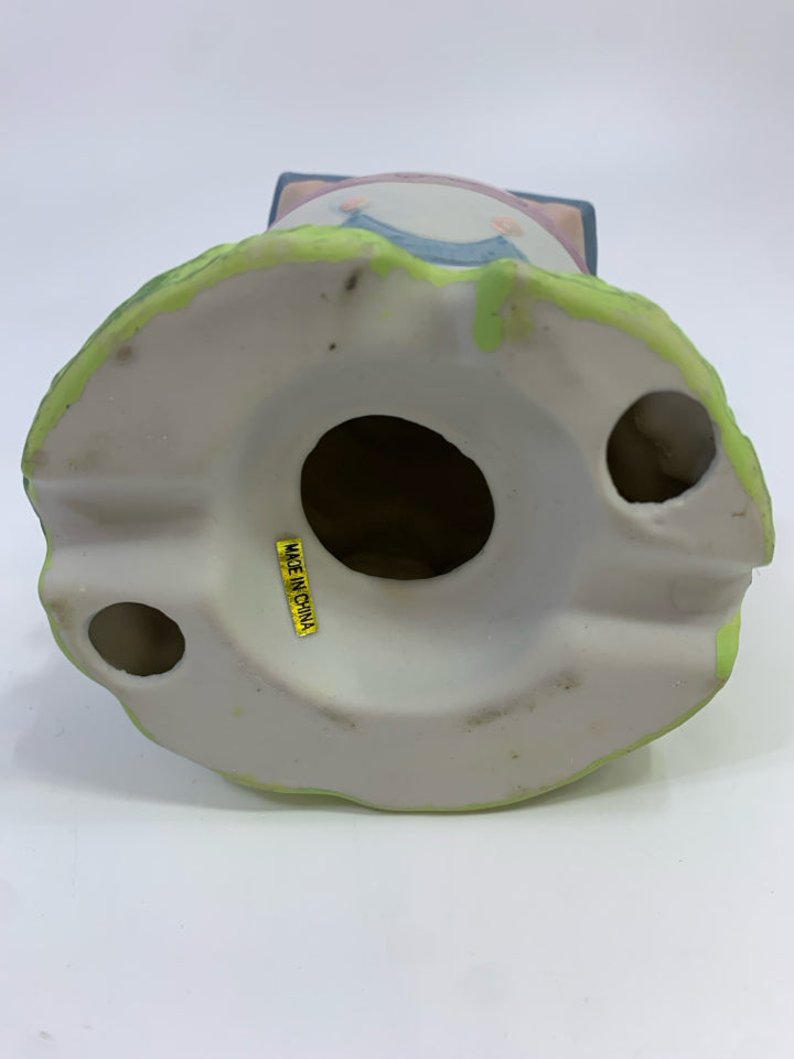 EGG CHURCH W BUNNY & CHICK FIGURINE.