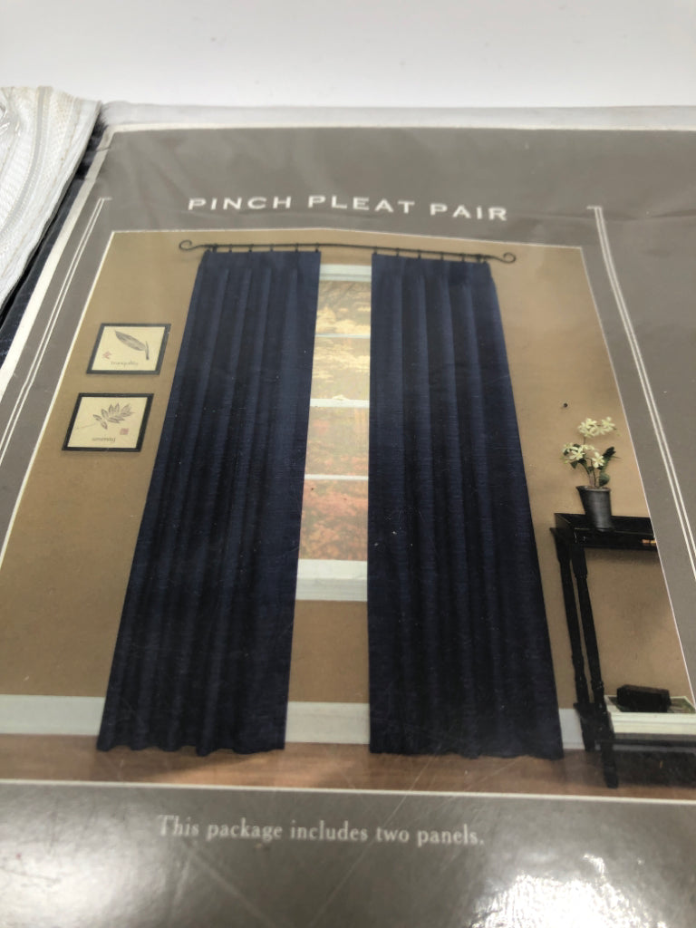 NIP BLUE PINCH PLEAT PAIR CURTAINS.