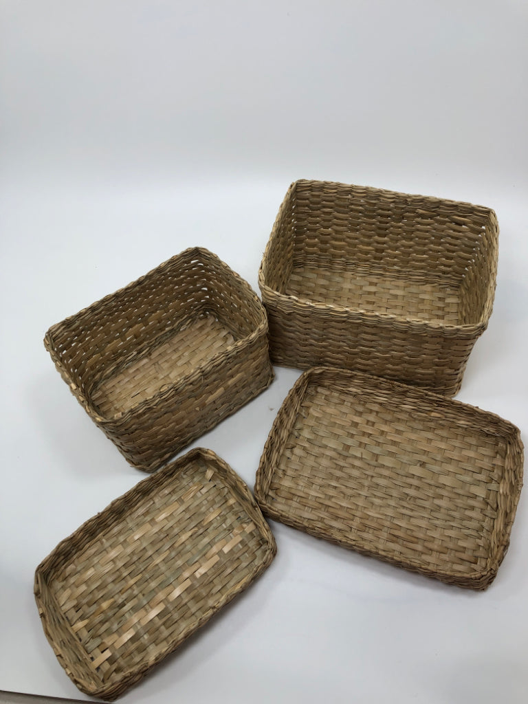 2PC LIGHT WICKER NESTING BOXES.