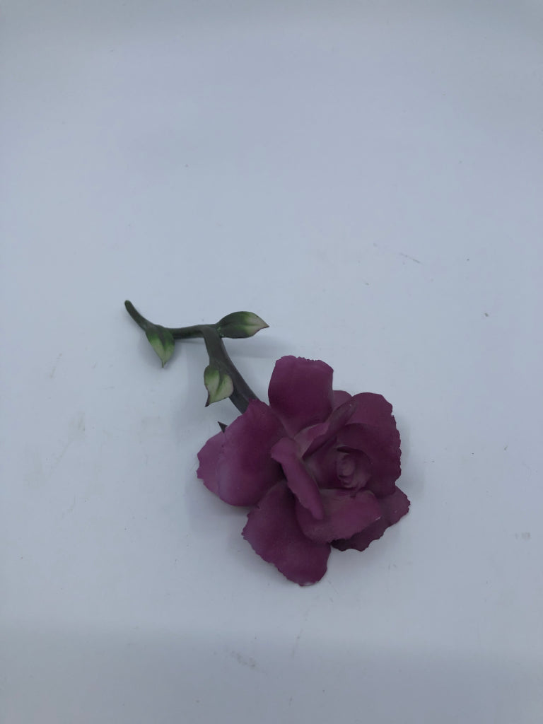 PURPLE ROSE PORCELAIN FLOWER.