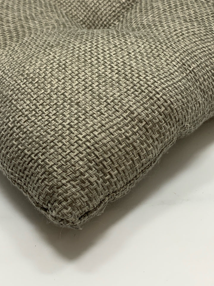 2 GREY TEXTURED CHAIR CUSHIONS.