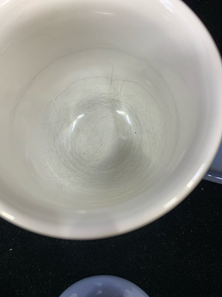 4PC PALE BLUE MUG W/FOOTED BASE.