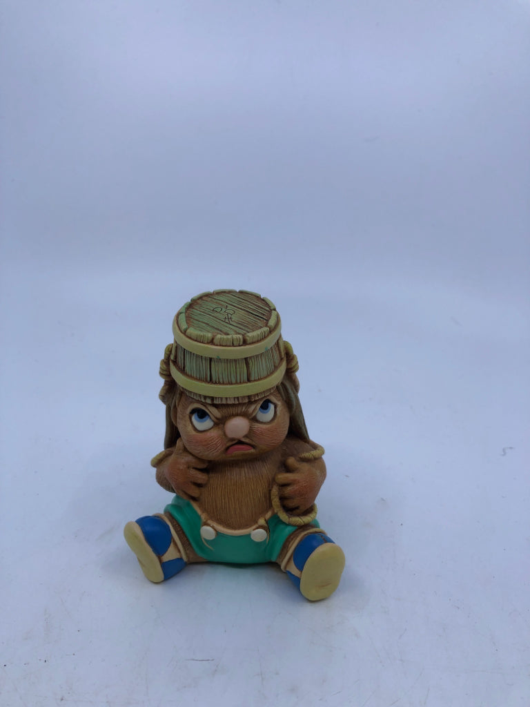 VTG PENDELFIN BUNNY TIPPIT W BUCKET ON HEAD.