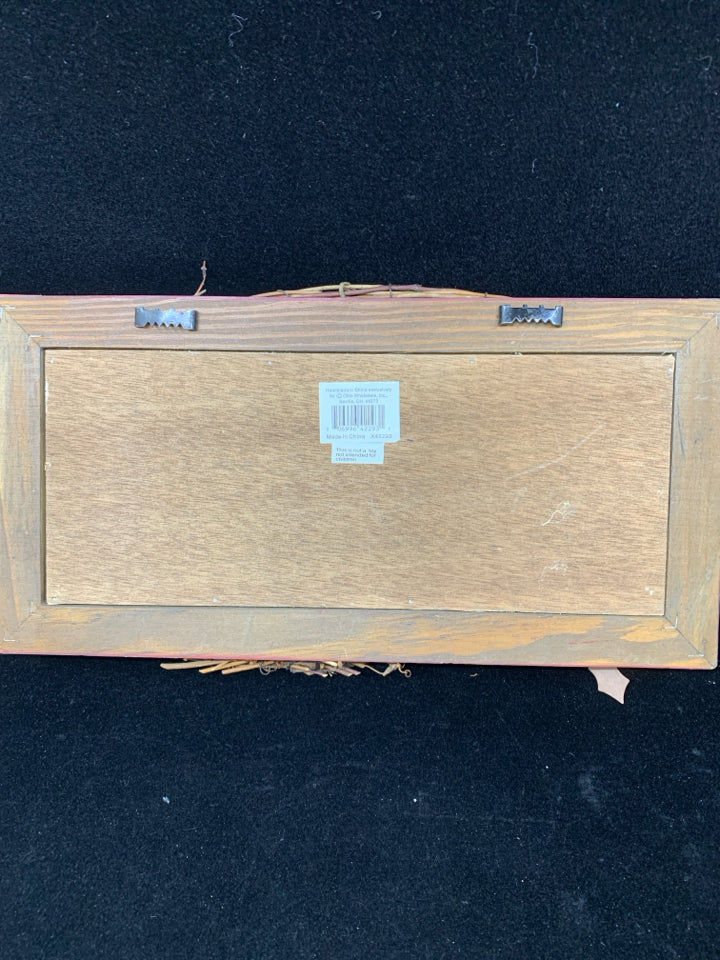 "WELCOME" WOOD FRAME HOLLY/TWIG WREATH WALL HANGING.