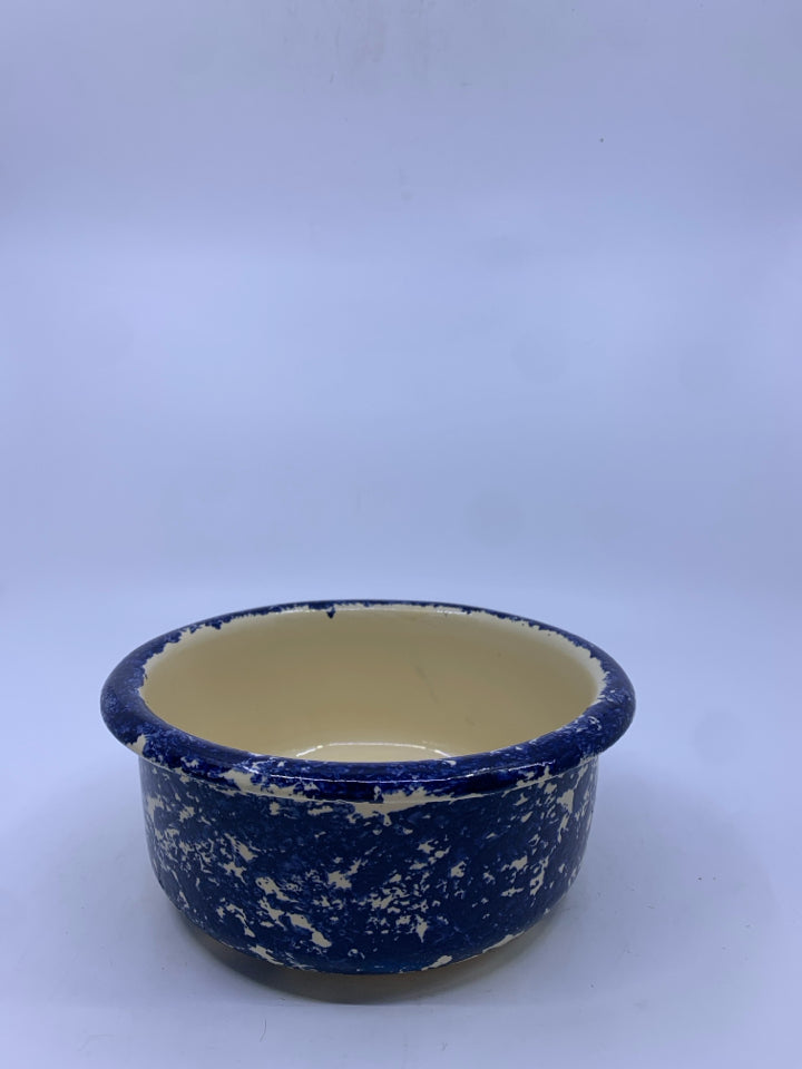 HEAVY NAVY & CREAM CERAMIC BOWL.