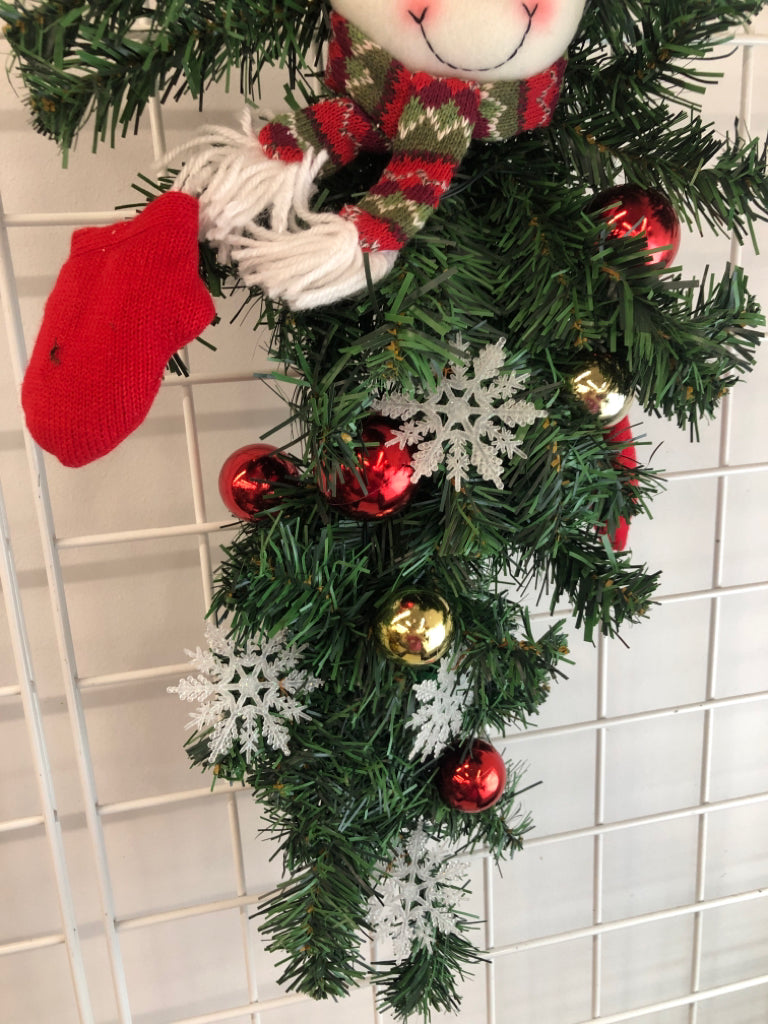 SNOWMAN DECORATED SWAG.